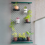 Moss Green Grellis Curtain Wall-Mounted Plant Stand