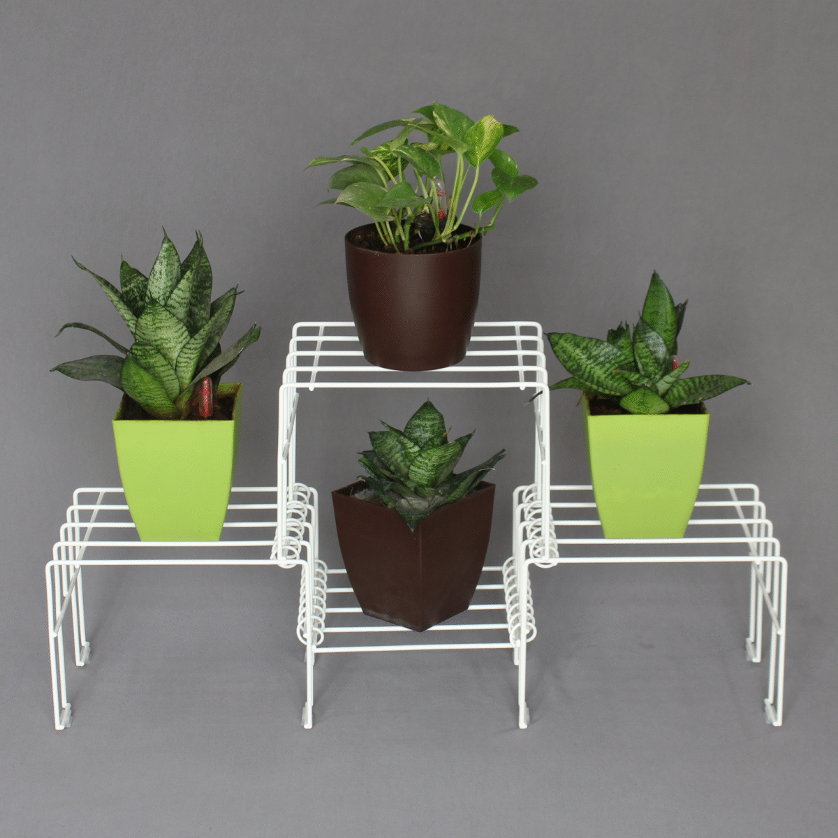 White Moso Plus plant stand for 4 pots - Image 1