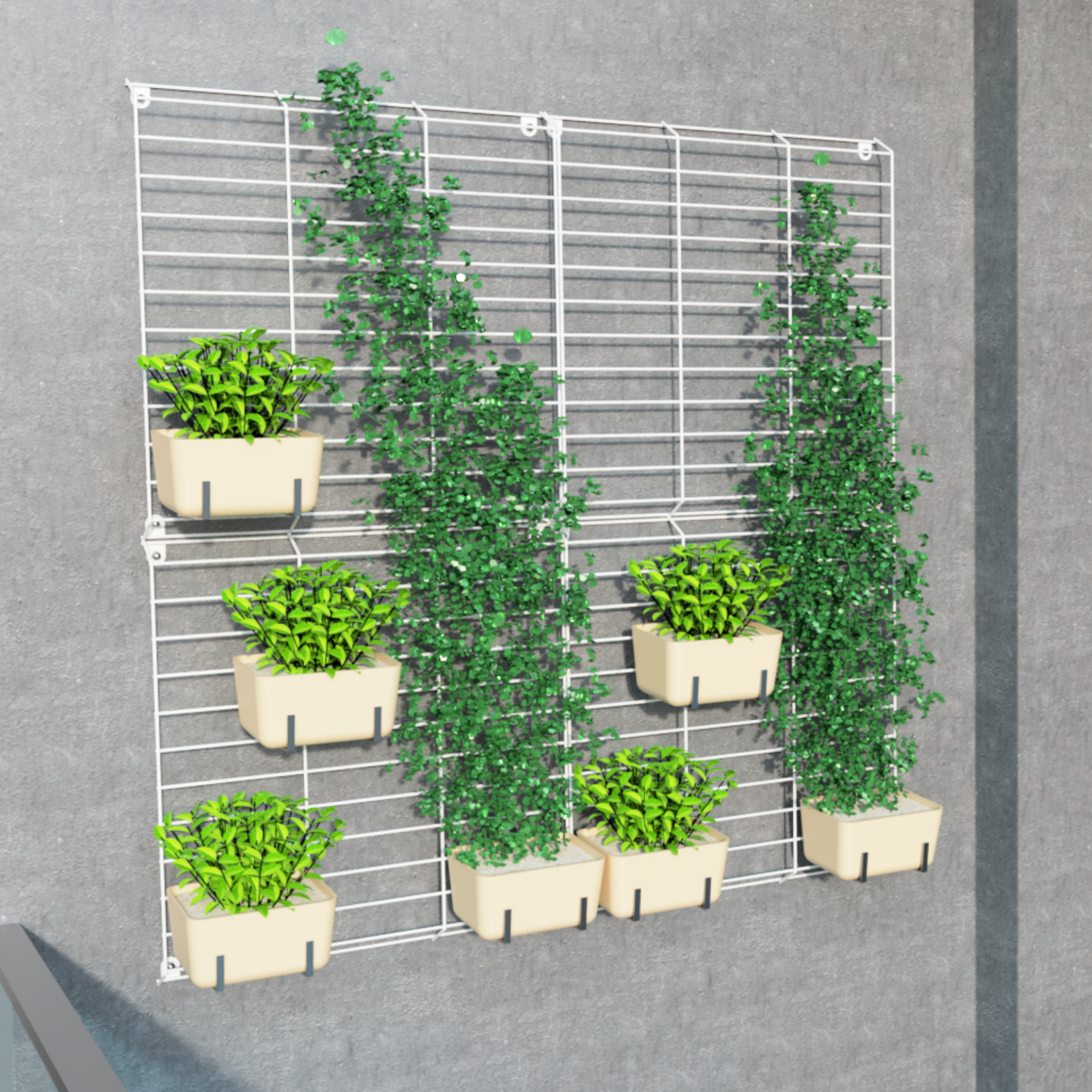 1_f68ecd1f-9d8a-474a-9476-9d4d7dcb7d3a.png White Grellis Grid Wall Mounted Plant stand (Set of 4) - Image 1