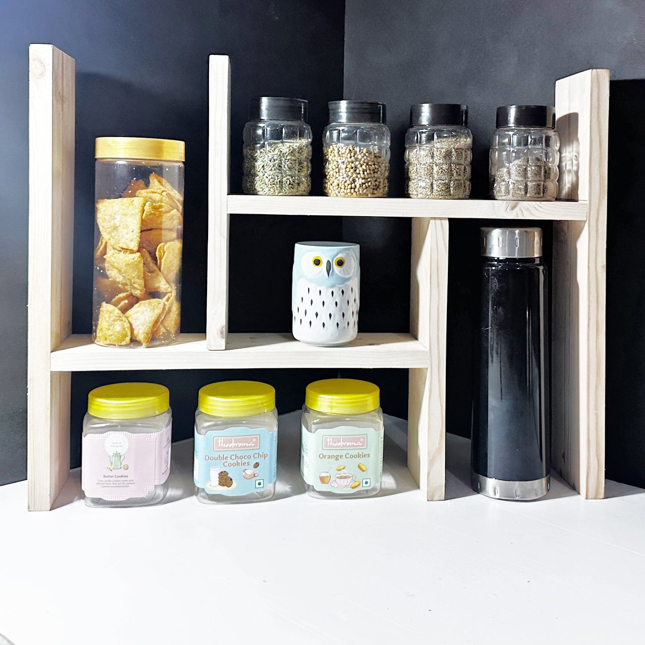 2-7.jpg Adjustable Wooden Desktop Organizer & Display Shelf | Spice Rack & Countertop Bookcase | Home Décor Storage Cabinet | Multi-Purpose Shelf Unit - Image 2