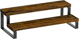 21O72O39wGL KRAYOG Rustic Wood Spice Rack – 2-Tier Kitchen Counter Organizer, Dark Brown - Image 9