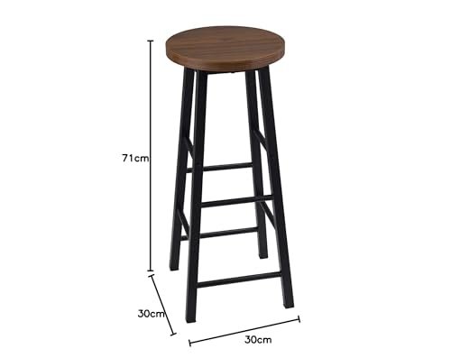 315d2dxvl2L KRAYOG Wooden Bar Stool with Metal Legs – 71 cm Tall Counter Chair for Kitchen & Bar, Black Frame, Dark Beech Finish - Image 2