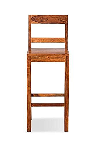 31FVrgw9CIS KRAYOG Sheesham Wood High Bar Chair – Rustic Teak Finish Tall Stool for Home & Café - Image 3