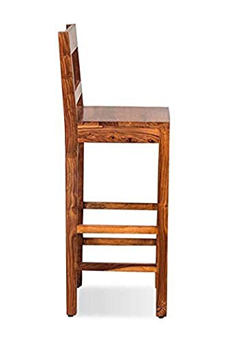 KRAYOG Solid Sheesham Wood Bar Stool – 106 cm Tall Wooden Chair, Brown Finish