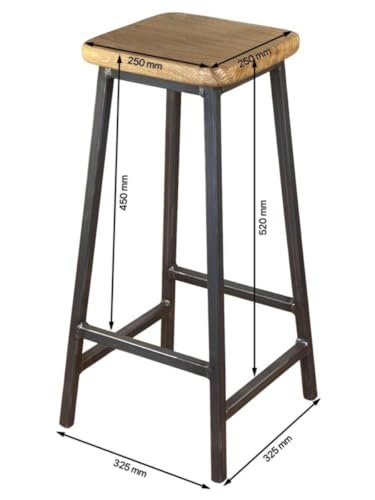 31XM+Ii4C7L KRAYOG Wooden Bar Chair with Metal Legs – Rustic Brown High Stool for Kitchen & Living Room - Image 4
