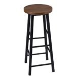 KRAYOG Wooden Bar Stool with Metal Legs – 71 cm Tall Counter Chair for Kitchen & Bar, Black Frame, Dark Beech Finish