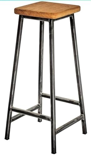31iy2tRAFQL KRAYOG Wooden Bar Chair with Metal Legs – Rustic Brown High Stool for Kitchen & Living Room - Image 2