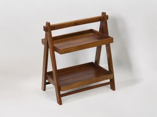 31utYBB8maL KRAYOG Foldable Wooden Organizer Shelf – Tiered Countertop Storage, Mango Wood, 43x23x38 cm - Image 3