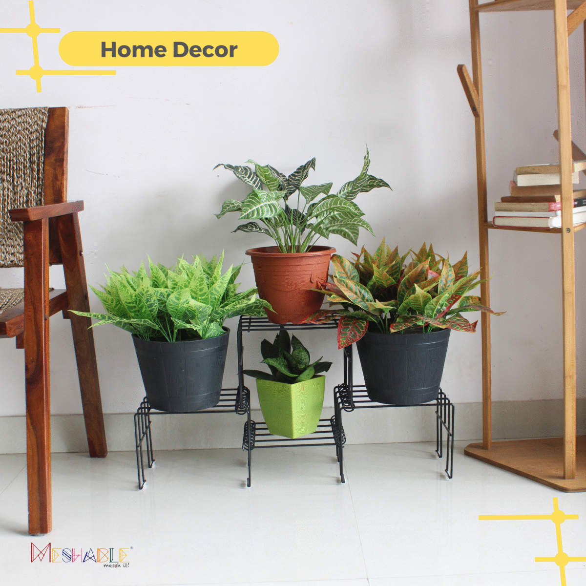 Black Moso Plus plant stand for 4 pots - Image 1