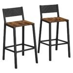 KRAYOG Set of 2 Industrial Bar Stools with Backrest – Rustic Brown & Black