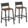 KRAYOG Set of 2 Industrial Bar Stools with Backrest – Rustic Brown & Black