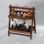 KRAYOG Foldable Wooden Organizer Shelf – Tiered Countertop Storage, Mango Wood, 43x23x38 cm