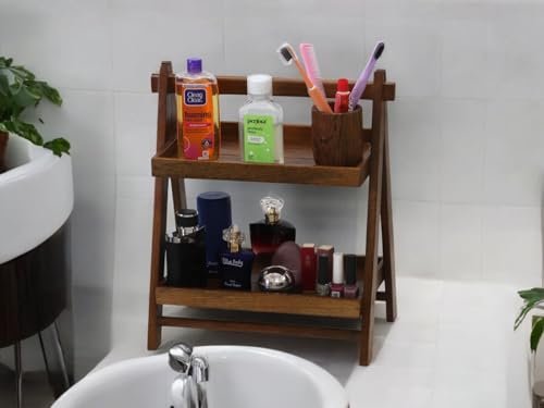 41LYLMw5wzL KRAYOG Foldable Wooden Organizer Shelf – Tiered Countertop Storage, Mango Wood, 43x23x38 cm - Image 7