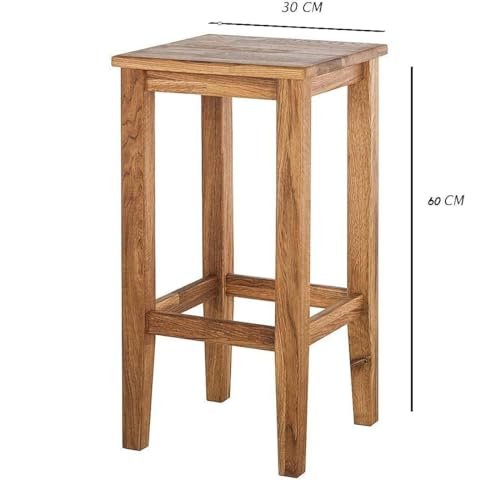 41ftJy1kmwL KRAYOG Acacia Wood Bar Stool – 24” Tall Kitchen & Home Chair, Natural Brown Teak Finish - Image 3