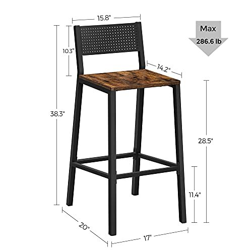 41i1nJmo6wL KRAYOG Set of 2 Industrial Bar Stools with Backrest – Rustic Brown & Black - Image 7