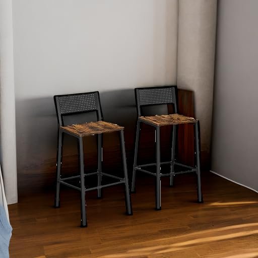 41lGjJn+vKL KRAYOG Set of 2 Industrial Bar Stools with Backrest – Rustic Brown & Black - Image 3
