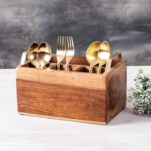 51BsozIxDmL KRAYOG Wooden Spoon Stand & Napkin Holder – 10” Kitchen Counter Organizer, Brown - Image 8