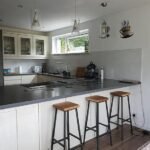 KRAYOG Wooden Bar Chair with Metal Legs – Rustic Brown High Stool for Kitchen & Living Room