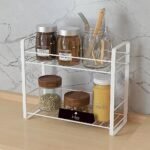 KRAYOG 2-Tier Metal Kitchen Organizer – Space-Saving Spice & Storage Rack, Black
