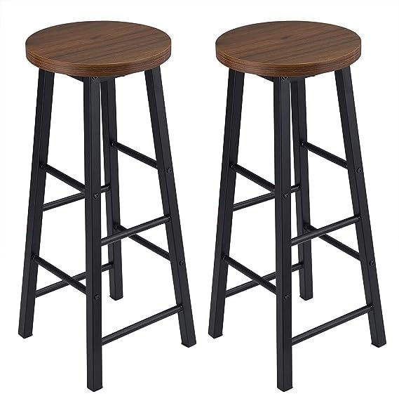 51MHTrtyu4L KRAYOG Wooden Bar Stool with Metal Legs – 71 cm Tall Counter Chair for Kitchen & Bar, Black Frame, Dark Beech Finish - Image 3