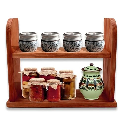 51akw8t2yBL KRAYOG 2-Tier Engineered Wood Spice Rack – Kitchen Counter Organizer, Brown - Image 5