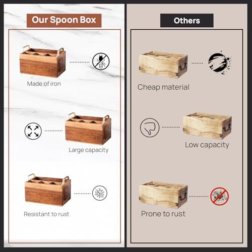 51k52ToutHL KRAYOG Wooden Spoon Stand & Napkin Holder – 10” Kitchen Counter Organizer, Brown - Image 2