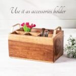 KRAYOG Wooden Spoon Stand & Napkin Holder – 10” Kitchen Counter Organizer, Brown