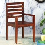 KRAYOG Solid Sheesham Wood Armchair – Honey Oak Finish, Multipurpose Home Chair