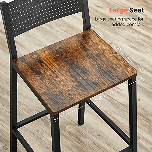 61MMWru8KqL KRAYOG Set of 2 Industrial Bar Stools with Backrest – Rustic Brown & Black - Image 6