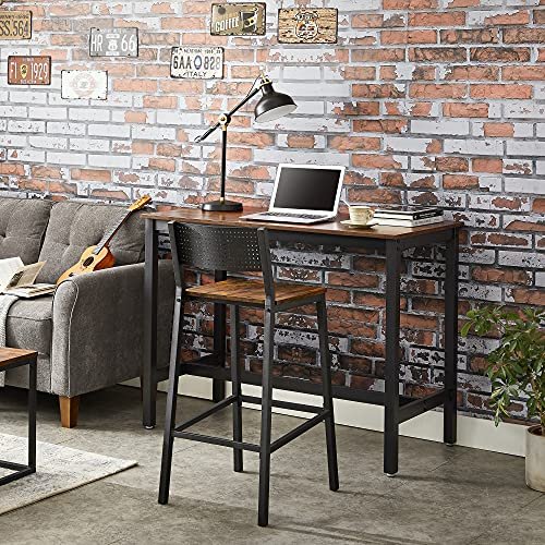 61tHwF5PSOS KRAYOG Set of 2 Industrial Bar Stools with Backrest – Rustic Brown & Black - Image 9