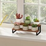 KRAYOG Rustic Wood Spice Rack – 2-Tier Kitchen Counter Organizer, Dark Brown