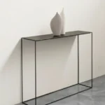 KRAYOG Minimalist Entryway Table – Steel & Sheet Metal Console with 1 Shelf (Black or White)
