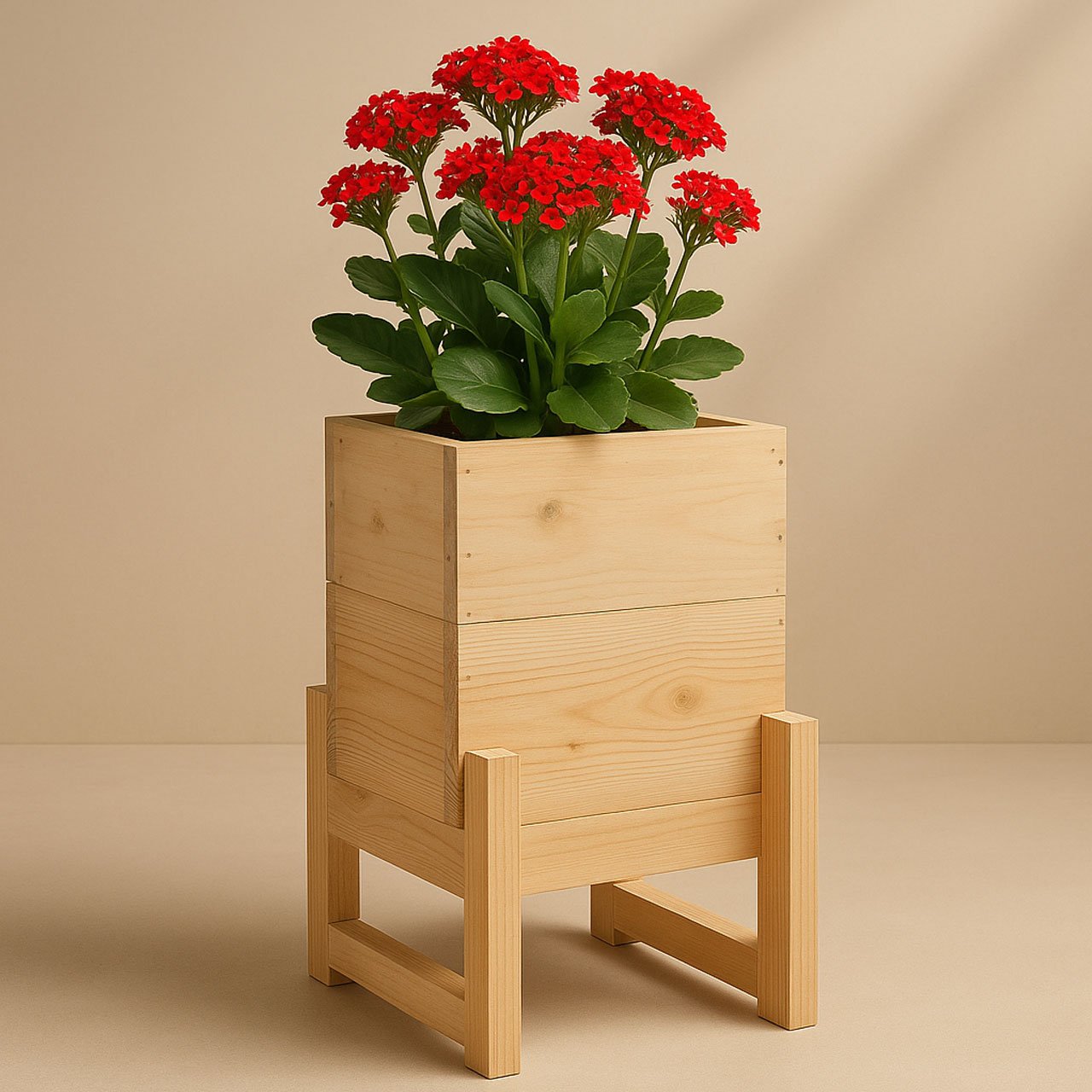 7.jpg Handcrafted Pinewood Planter with Stand – Solid Wood, Water-Resistant & Stylish for Home & Office - Image 3