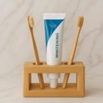 Wooden Toothbrush Holder with Toothpaste Stand