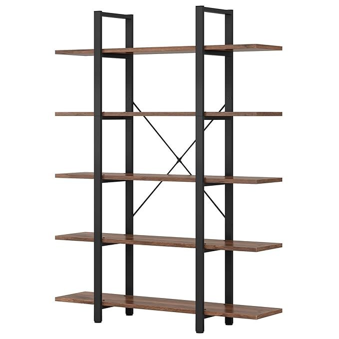 BS2-4.jpg Krayog 5-Tier Bookshelf, Vintage Industrial Style Bookcase 72 H x 12 W x 47L Inches - Image 5