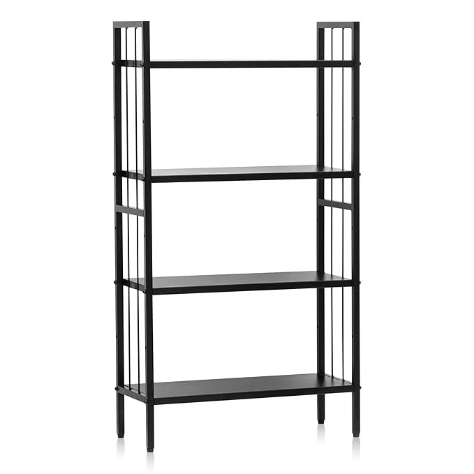BS3-3 Krayog 4 Tier Height Adjustable Metal Bookshelf Metal Rack Wooden Almirah for Home Library Book Shelf Open Display Books Rack 4 Layer Book Shelf Bookcases DIY - Image 4