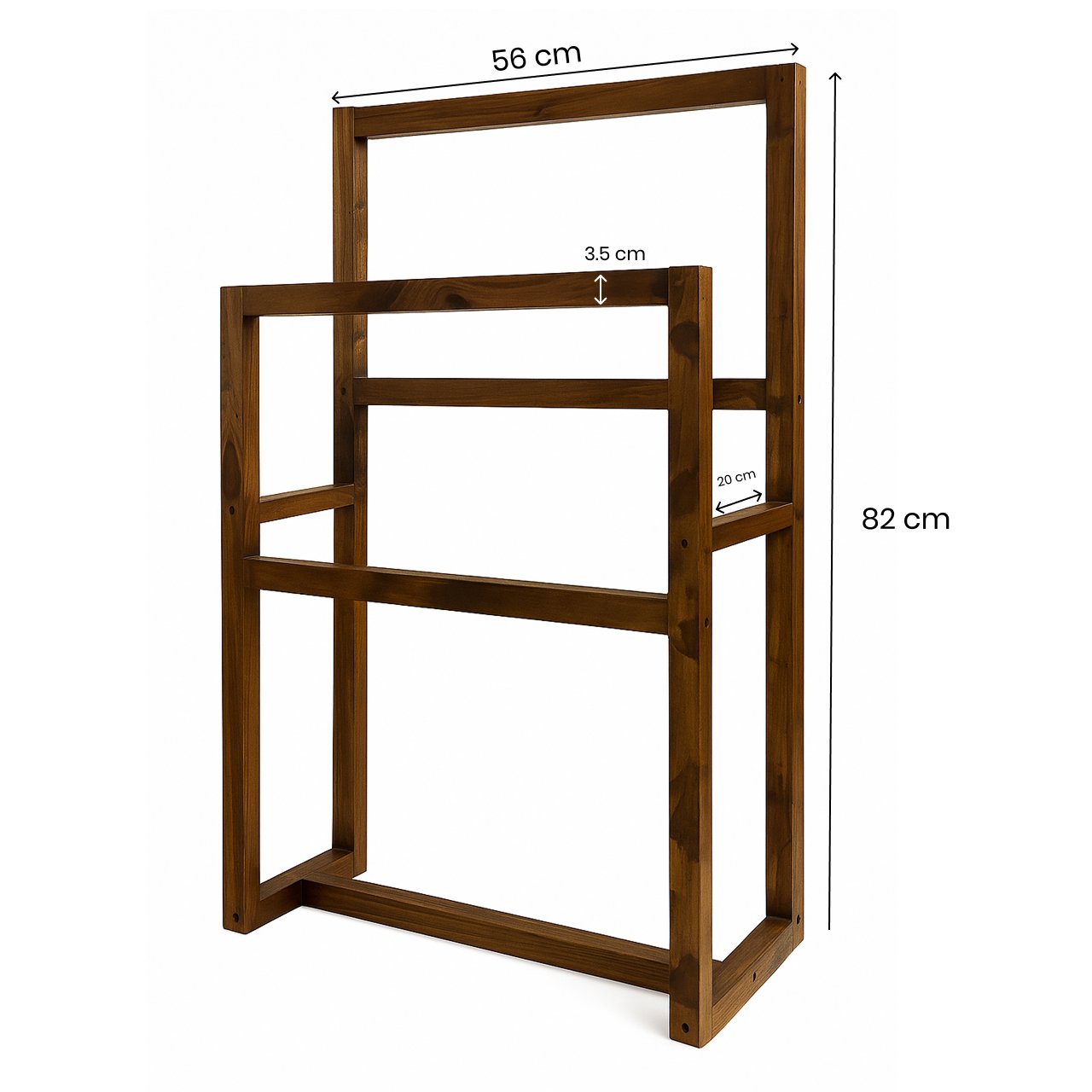 Frame-1.jpg Wooden Towel Rack Holder – 2-Tier Freestanding Towel Stand with Bottom Shelf for Bathroom, Hand Towels, Washcloths, Spa & Corners - Image 4