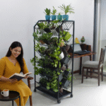 Black Greenest Multiple Tiered Two Sided Plant Stand
