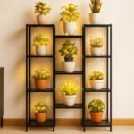 Plant Stands for Outdoor Balcony, Flower Pot Stand for Indoor Plants, Large Metal Planter Stand for Living Room, home decor, Indoor & Outdoor plants, 11 Tier, (Black)