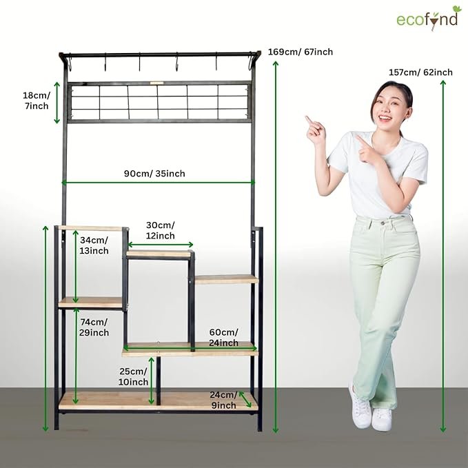 HD2-2 Plant Stands for Outdoor Balcony, Flower Pot Stand for Indoor Plants, Large Metal Planter Stand for Living Room, home decor, Indoor & Outdoor plants, 6 Tier, (PS042-BLK) - Image 3