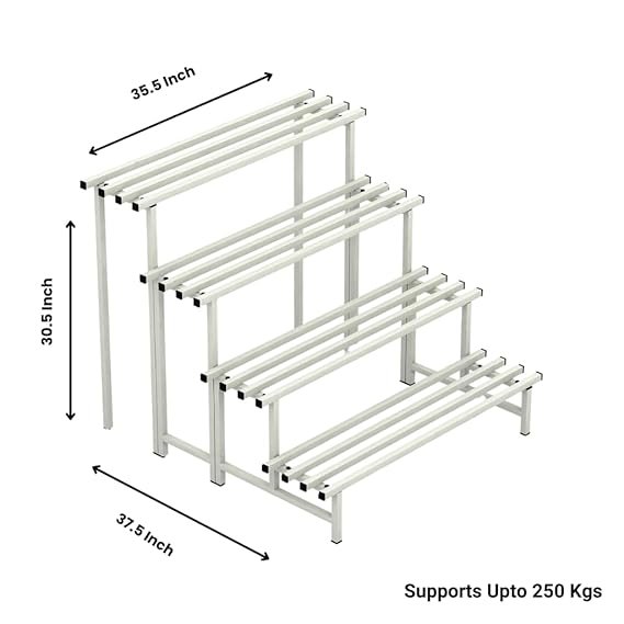 HD3-2 4-Tier Metal Flower Vase Stand | Heavy Duty Iron Plant Holder for Balcony, Garden, Home Décor | Indoor & Outdoor Multi-Purpose Pot Rack | Space-Saving & Durable (White) - Image 3