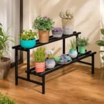 2-Tier Metal Plant Stand Stylish & Sturdy Iron Rack for Home, Balcony & Garden | Space-Saving, Durable & Ideal for Indoor & Outdoor Decor (Black)