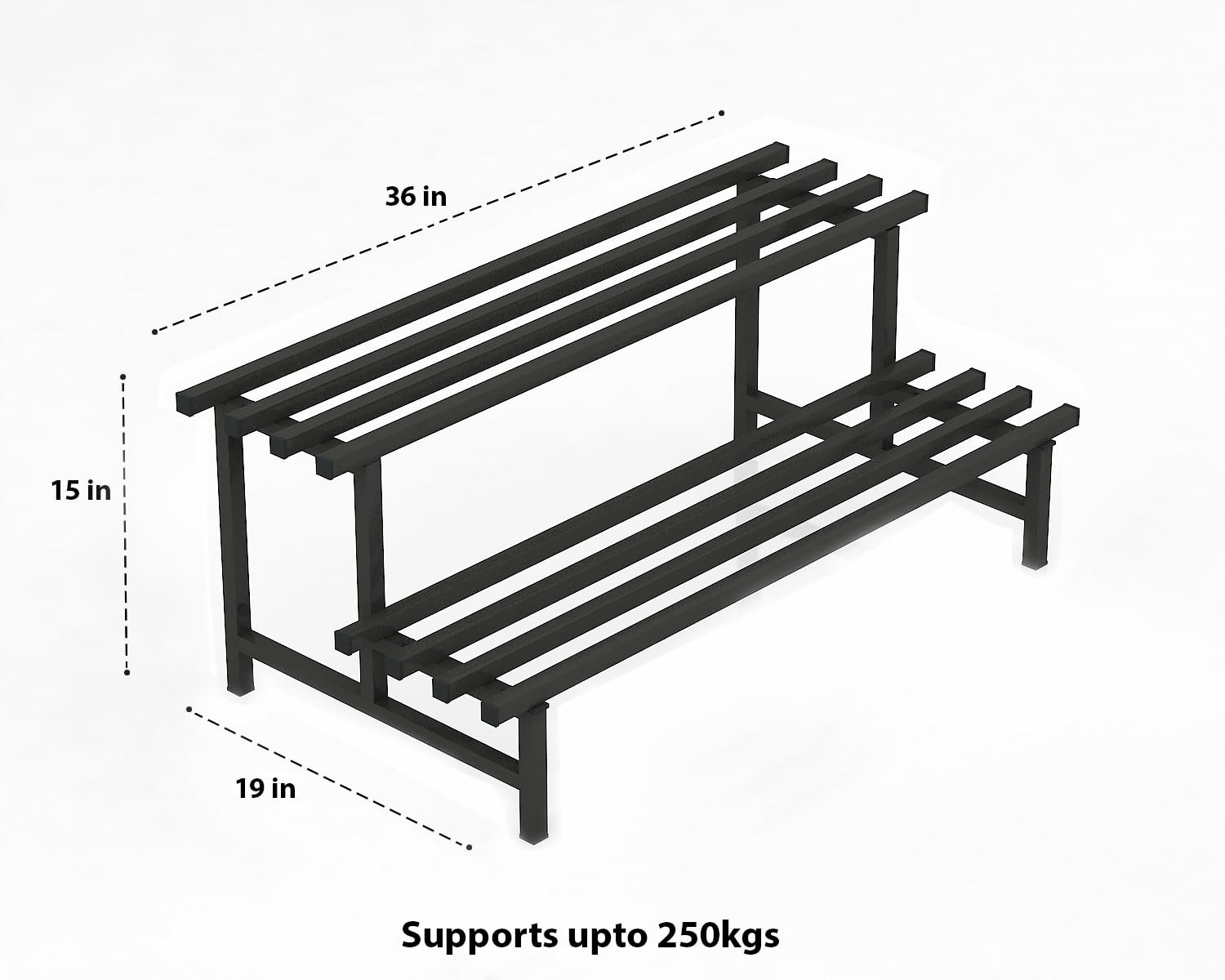 HD4-2 2-Tier Metal Plant Stand Stylish & Sturdy Iron Rack for Home, Balcony & Garden | Space-Saving, Durable & Ideal for Indoor & Outdoor Decor (Black) - Image 3