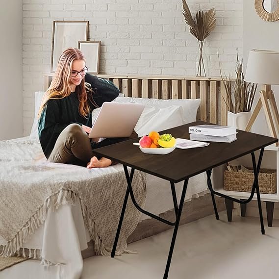 OT10.4 Portable Study Table, Computer Desk for Office Work, Laptop Desk, 2 Seater Dining Table for Home and Office (Windsor-Exotic Teak Colour) - Image 5