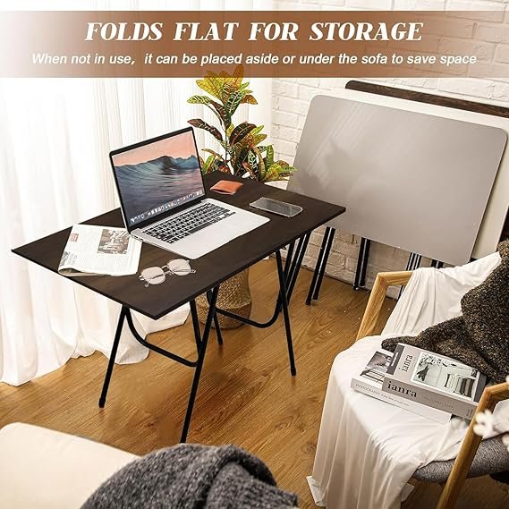 OT10.5 Portable Study Table, Computer Desk for Office Work, Laptop Desk, 2 Seater Dining Table for Home and Office (Windsor-Exotic Teak Colour) - Image 6