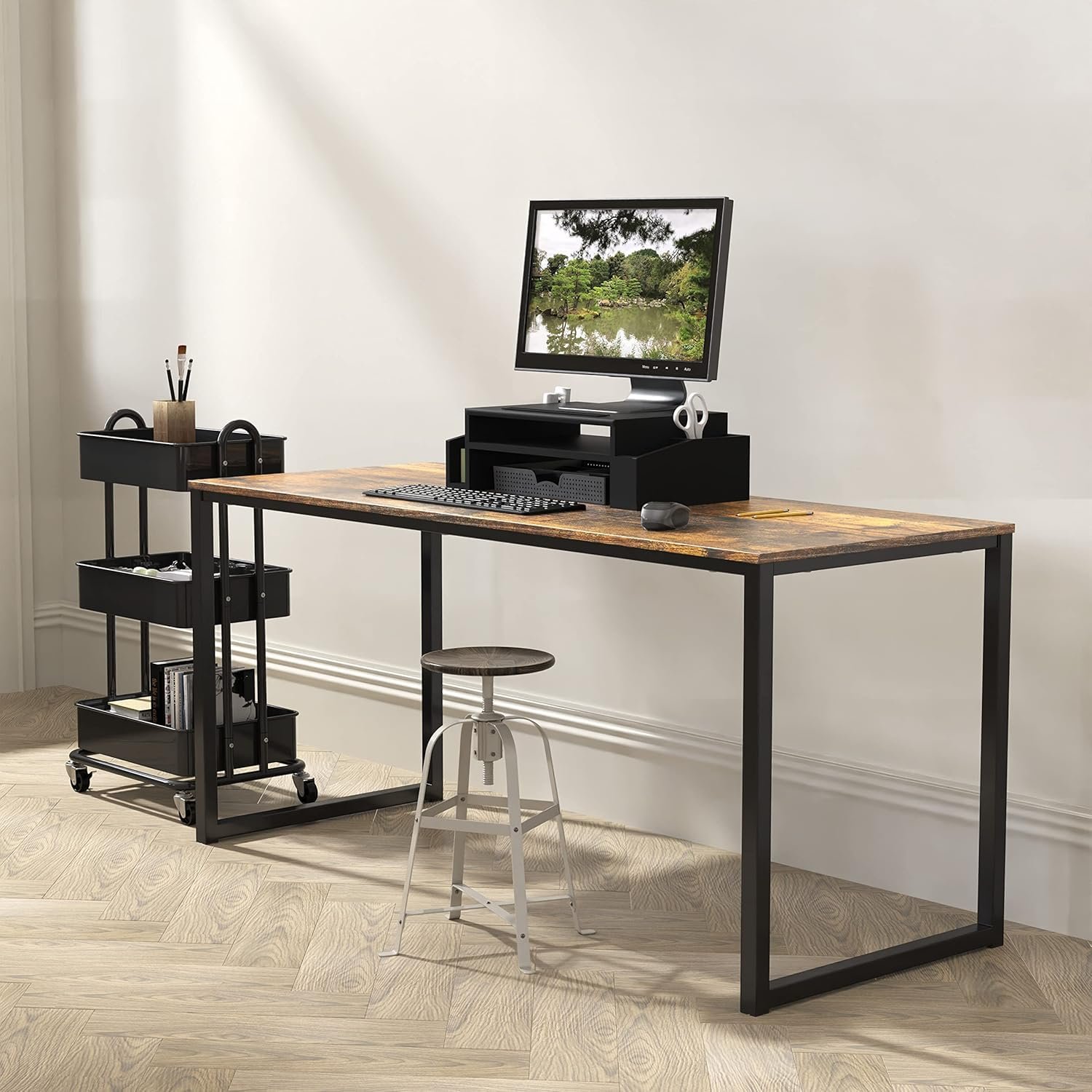 OT12-7 Computer Desk for Office, Study Table for Home, Modern Computer Desk for Work, Home Study and Writing Table,Plywood Desk, Rustic Brown_120x60x75 cm (Rustic Brown) - Image 8