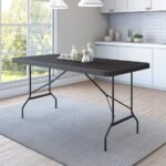 5 Feet Rectangle Table with Metal Legs (Brown)