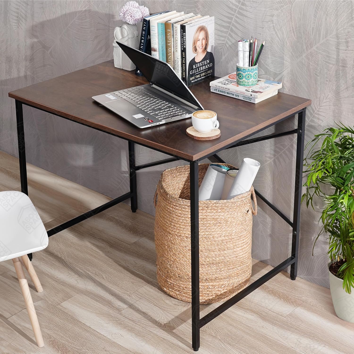 OT17-4 Office Table - Study Table for Students, Adults Work Table for Home - PC, Laptop, Desktop, Gaming, Computer Table with Spacious Tabletop Multipurpose Table (Walnut-L 91 x B 60.5 x H 75cm) - Image 5