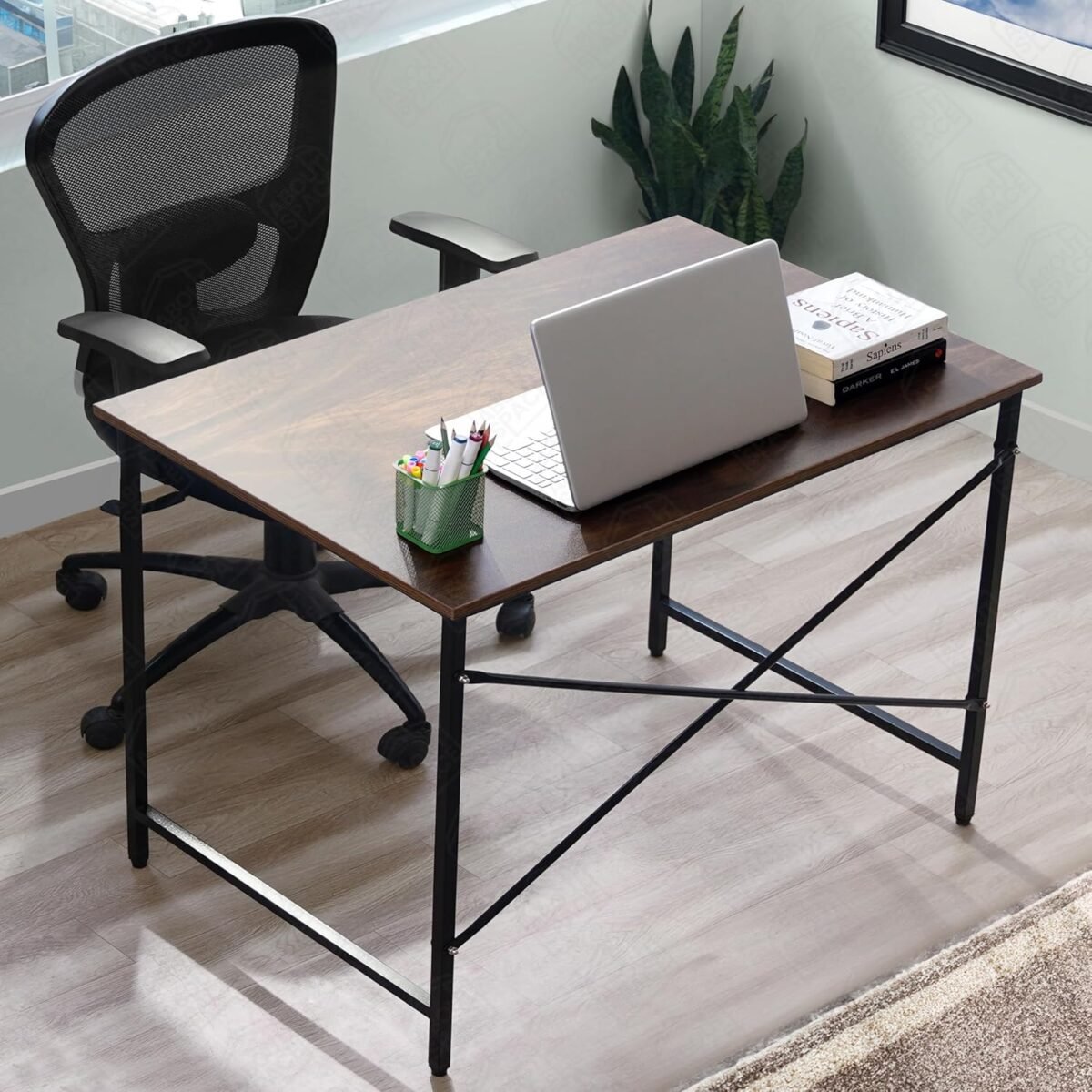 Office Table - Study Table for Students, Adults Work Table for Home - PC, Laptop, Desktop, Gaming, Computer Table with Spacious Tabletop Multipurpose Table (Walnut-L 91 x B 60.5 x H 75cm) - Image 7
