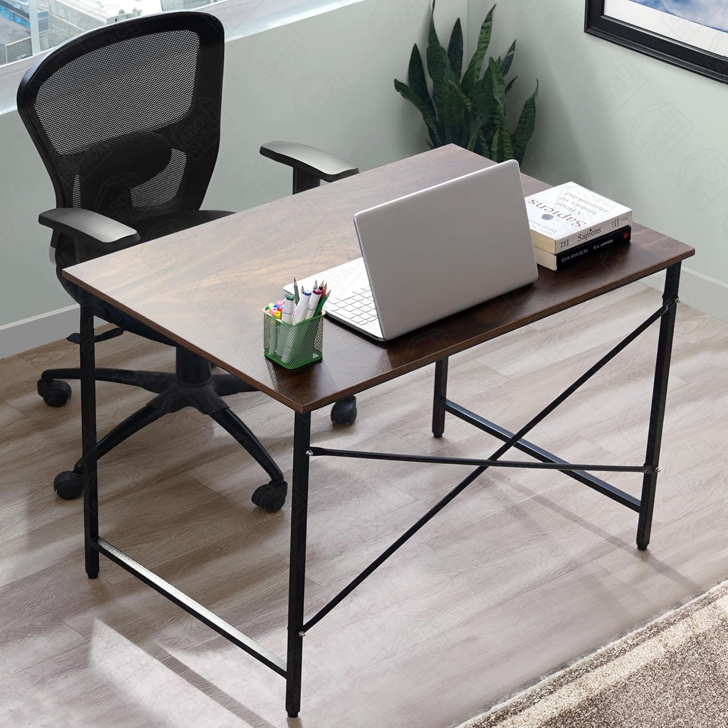 OT17-6 Office Table - Study Table for Students, Adults Work Table for Home - PC, Laptop, Desktop, Gaming, Computer Table with Spacious Tabletop Multipurpose Table (Walnut-L 91 x B 60.5 x H 75cm) - Image 7